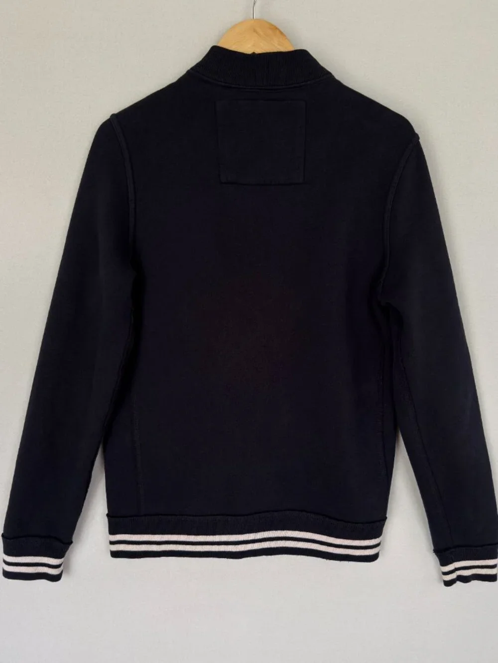 Abercrombie & Fitch Varsity Navy Blue Bomber Jacket Y2K Mens Small Snap Front